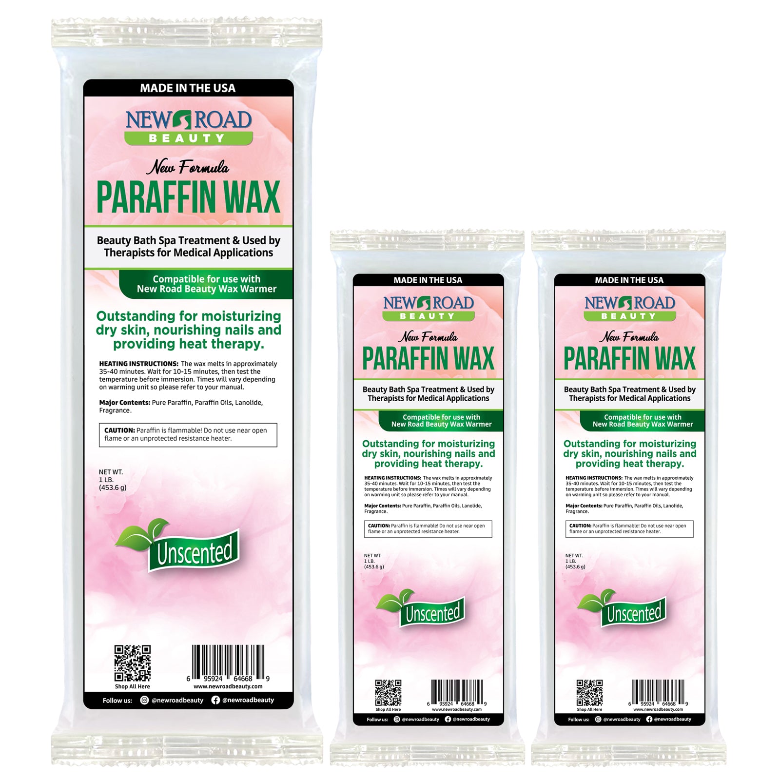 Unscented Paraffin Wax 3-Pack to Sooth and Soften Dry, Cracked Hands, Feet and Elbows  Edit alt text