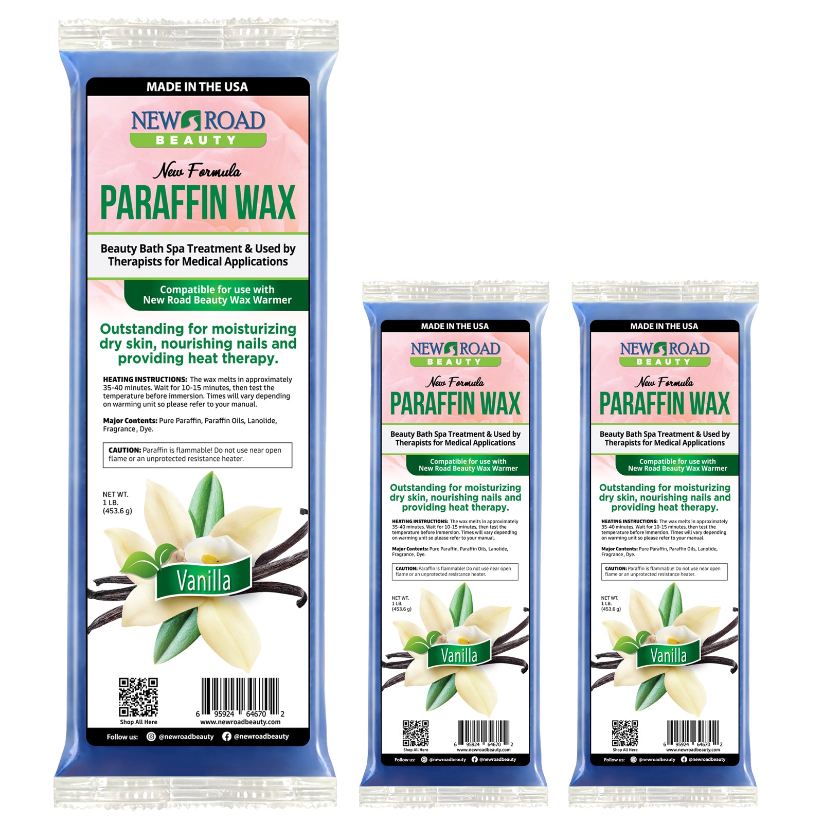 Vanilla Paraffin Wax Spa Treatment 3-Pack - New Road Beauty