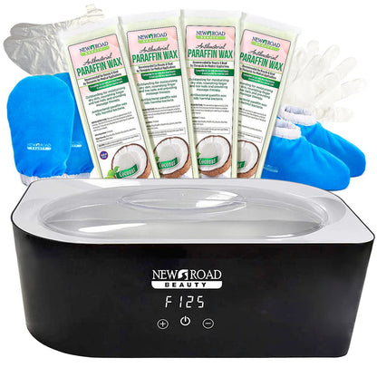 New Road Beauty Coconut Paraffin Wax Kit for Hands and Feet, Blue Mitts/Booties