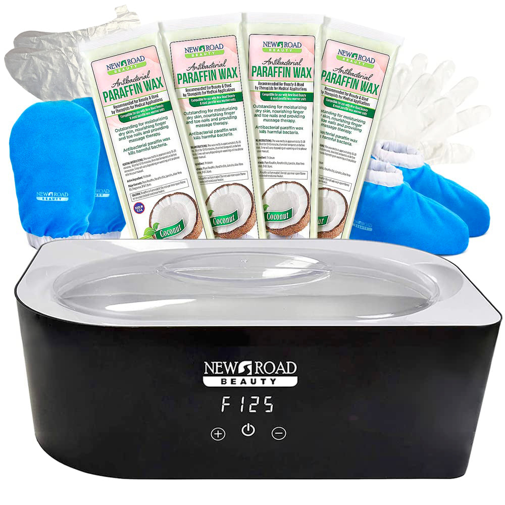 New Road Beauty Coconut Paraffin Wax Kit for Hands and Feet, Blue Mitts/Booties