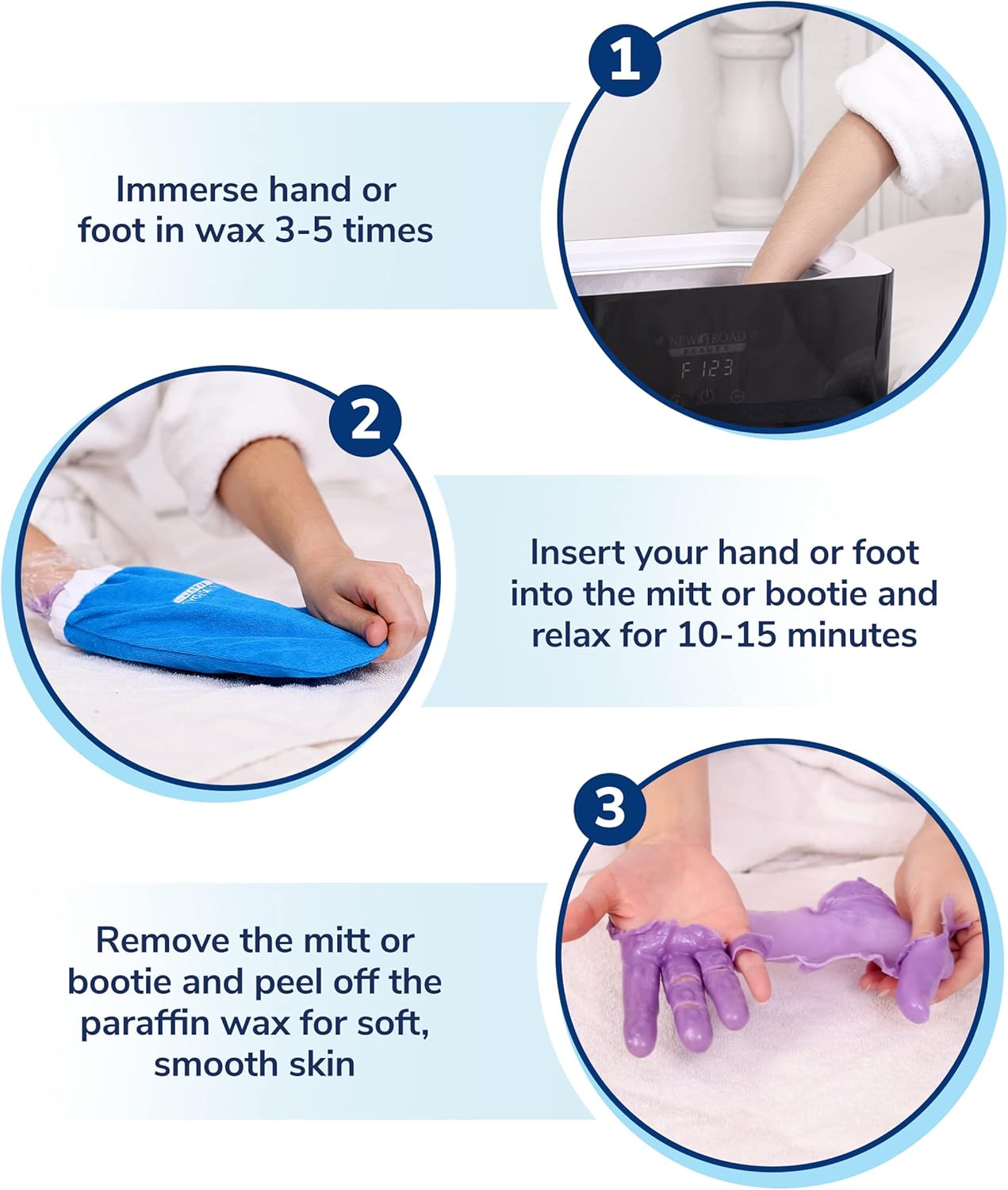 paraffin handschuhe New Road Beauty Paraffin Wax Bath Glove and Bootie, Thick Heat Therapy Insulated Terry Cloth Used for Paraffin Wax Treatment