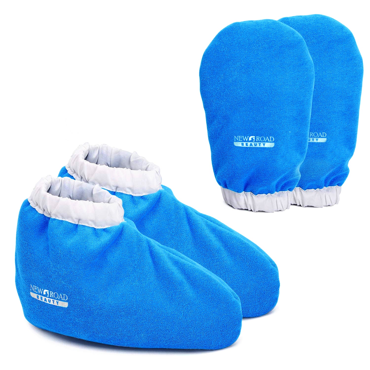 Paraffin Wax blue Gloves/Mitts and Booties to use while doing a paraffin wax treatment.