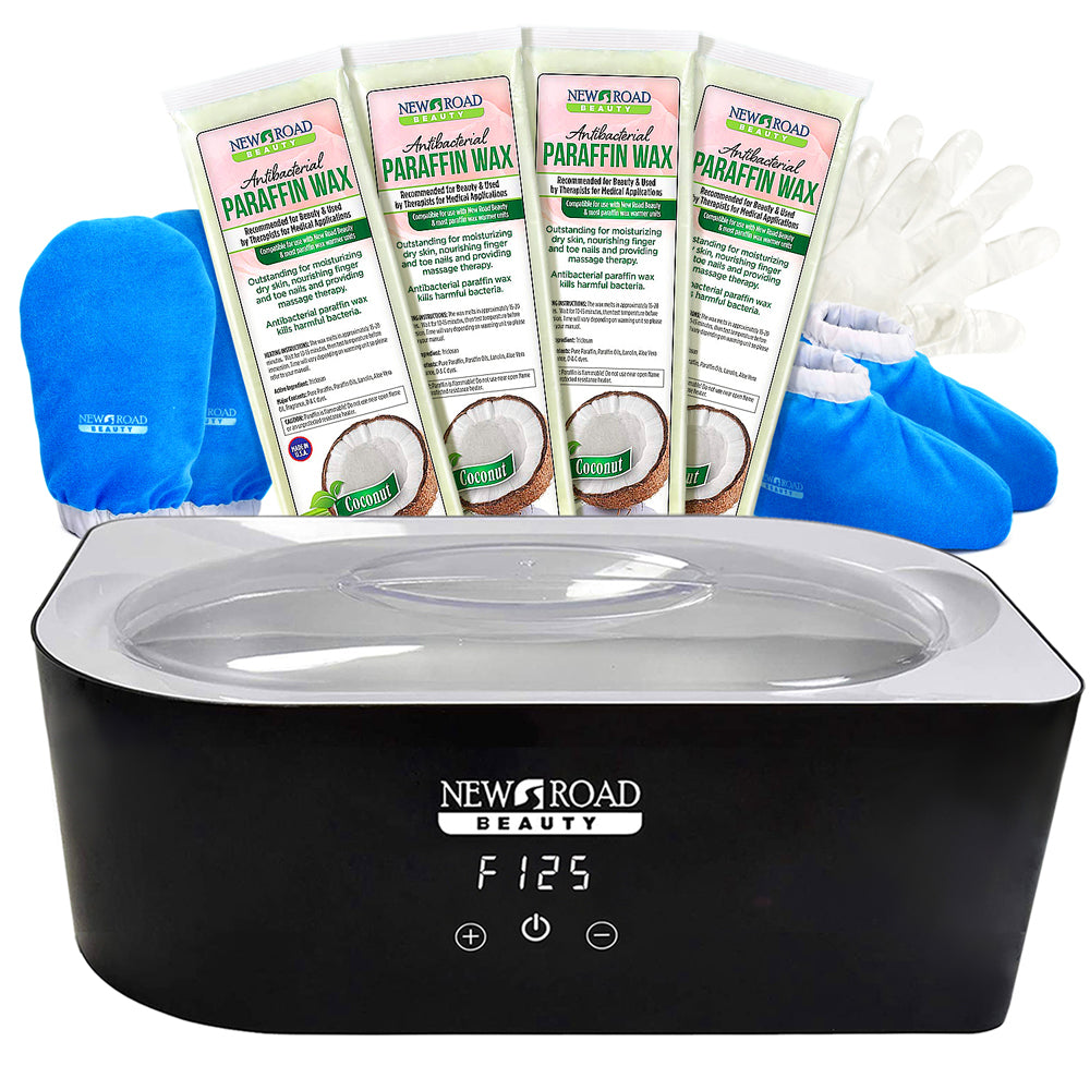 New Road Beauty Coconut Paraffin Wax Kit for Hands and Feet, Blue Mitts/Booties