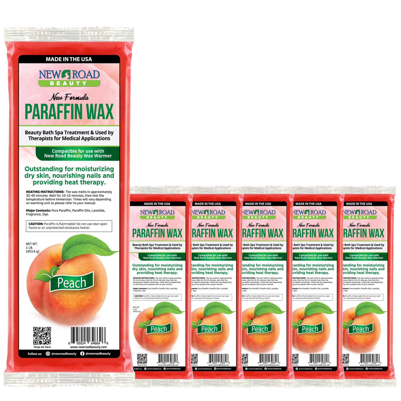 Peach Paraffin Wax 6-Pack for Smooth, Soft, Hands, Feet and Elbows  Edit alt text