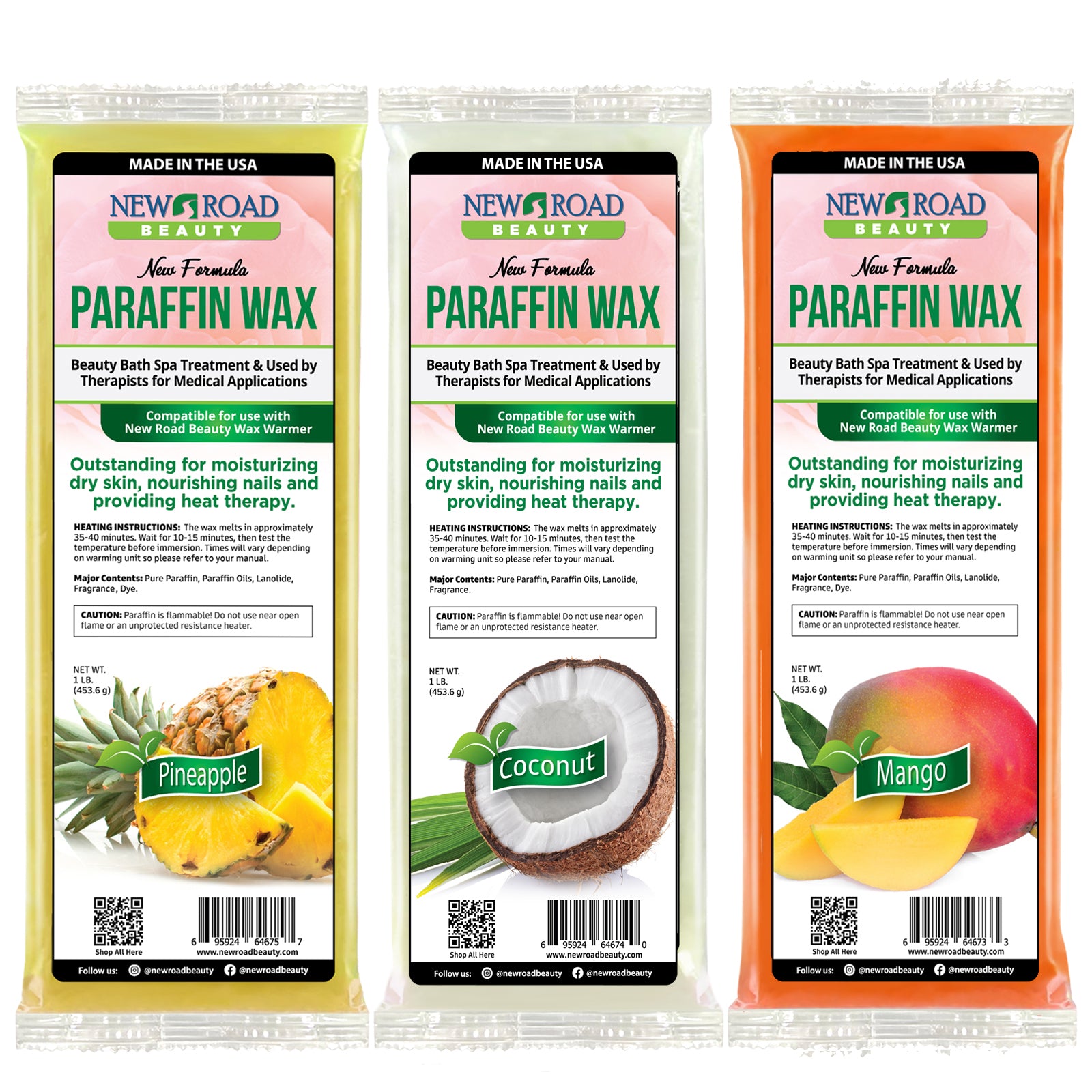 Combo 3-Pack Paraffin Wax For Soft, Moisturized Skin - Pineapple, Mango, and Coconut Paraffin Wax