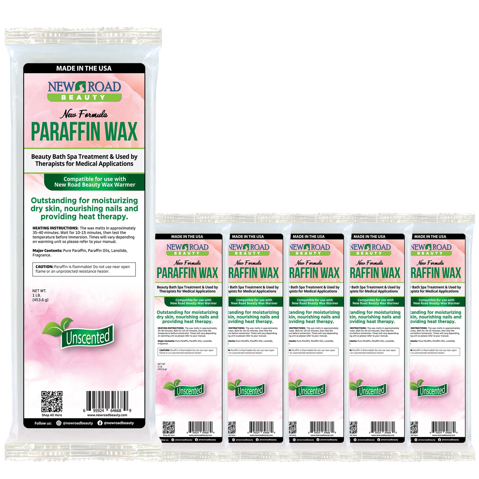 New Road Beauty Unscented Paraffin Wax 6-Pack for Dry Hands, Feet and Elbows  Edit alt text