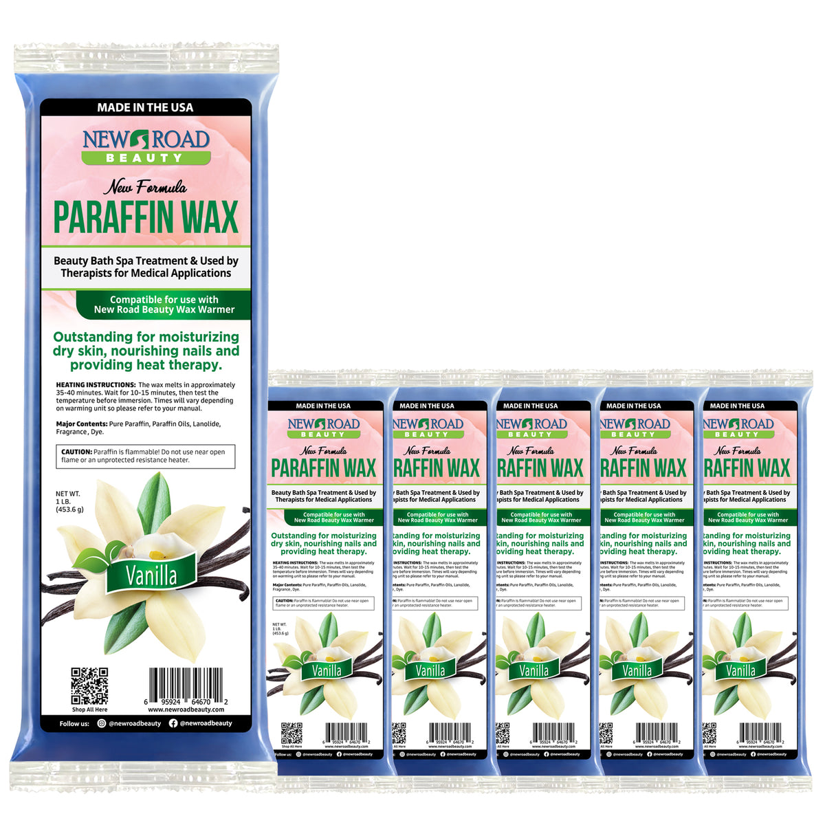 Vanilla Paraffin Wax 6-Pack for Soft, Smooth, Moisturized Hands, Feet and Elbows  Edit alt text